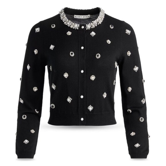 Alice and Olivia Dollie Embellished Cardigan Sweater - Picture 3 of 6